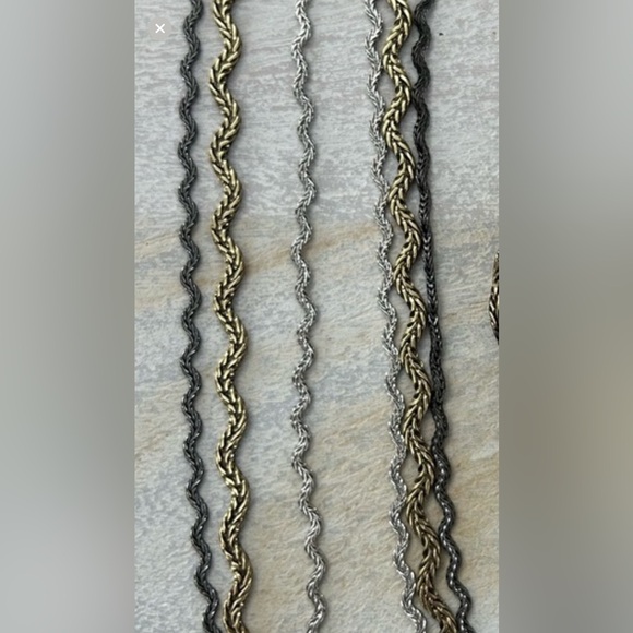 NWT Johnny Was Ric Rac Gold & Silver Necklace Triple Strand Mixed Metal Wavy - Picture 7 of 8